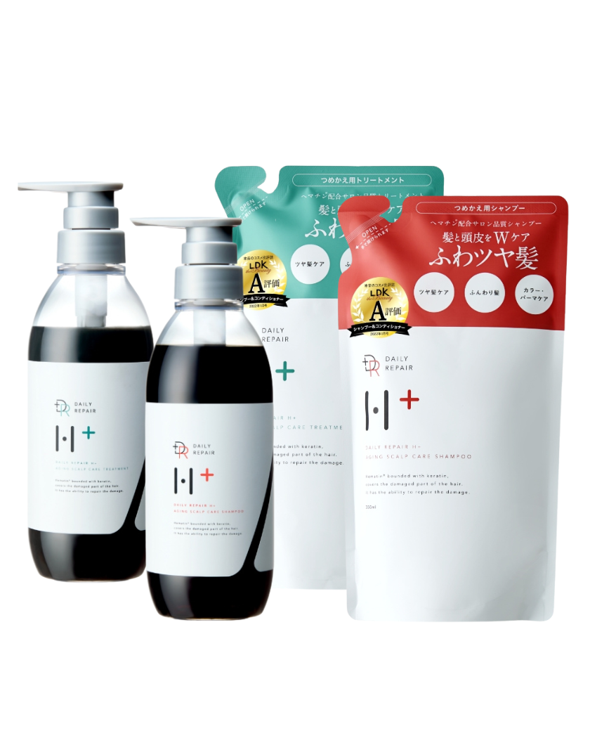 【DRH+】エイジングスカルプケア 本体＋詰替 4点SET (シャンプー/トリートメント)(ヘマチン配合)