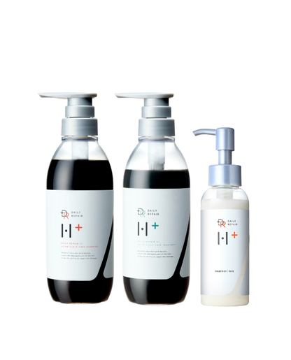 【DRH+】エイジングスカルプケア ヘアミルク3点SET (シャンプー/トリートメント/ヘアミルク (ヘマチン配合)