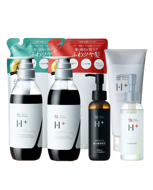 【DRH+】エイジングスカルプケア 究極のヘアケア7点SET (シャンプー/トリートメント(各本体・詰替え)/ダメージ補修美容原液/ヘアオイル/ヘアマスク)