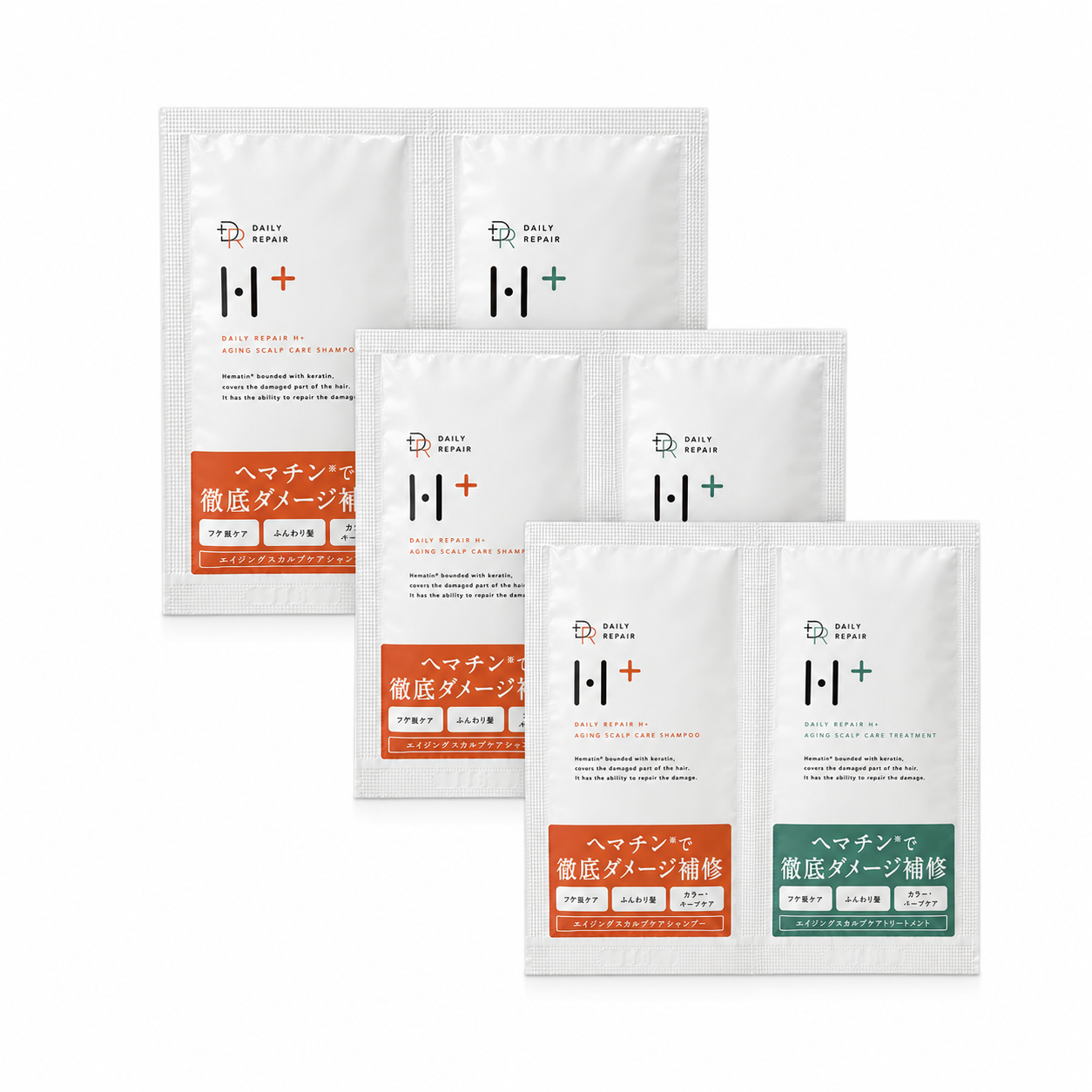 【お試し3回分】DRH+ エイジングスカルプケア シャンプー＆トリートメント ＜ボリュームアップ＞（10ml／10g×各3）