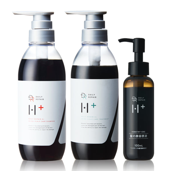 【DRH+】エイジングスカルプケア ダメージケア3点SET (シャンプー/トリートメント/ヘアエッセンス (全品ヘマチン配合)