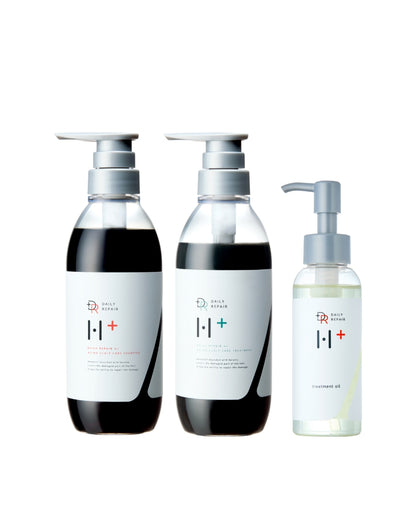 【DRH+】エイジングスカルプケア ヘアオイル3点SET (シャンプー/トリートメント/ヘアオイル(ヘマチン配合)