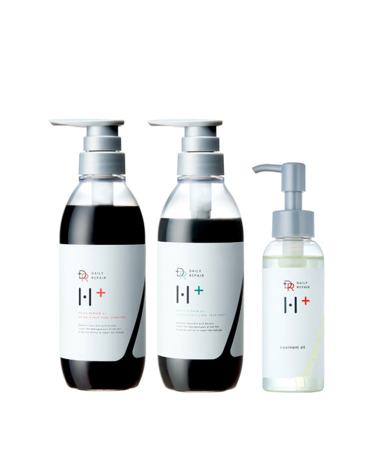 【DRH+】エイジングスカルプケア ヘアオイル3点SET (シャンプー/トリートメント/ヘアオイル(ヘマチン配合)