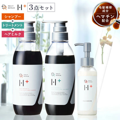 【DRH+】エイジングスカルプケア ヘアミルク3点SET (シャンプー/トリートメント/ヘアミルク (ヘマチン配合)